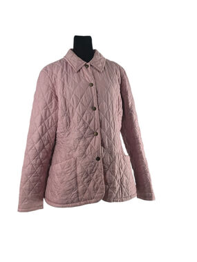 Barbour Quilted chore Jacket light pink light weight snap button sz 8